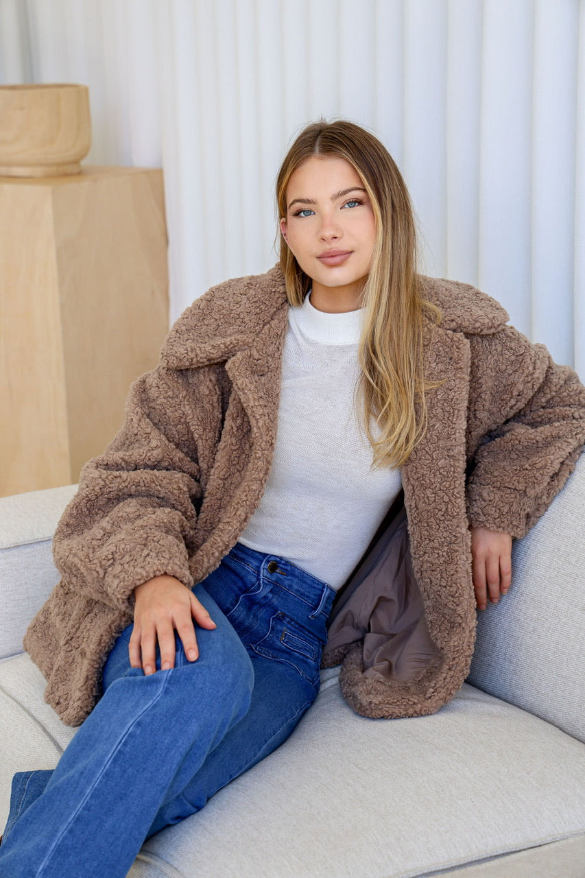 Teddy Boucle jacket - Mocca