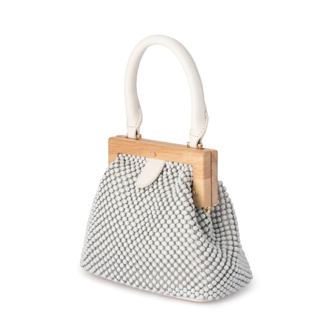 Marlo Ball Mesh Handle Bag - White
