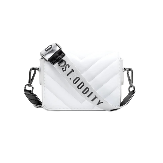 Quilted Chevron Crossbody Bag - White