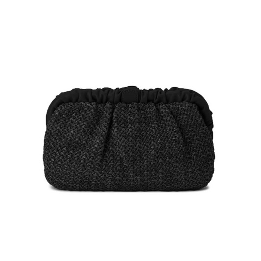 Amalia Pleated Woven Clutch - Black