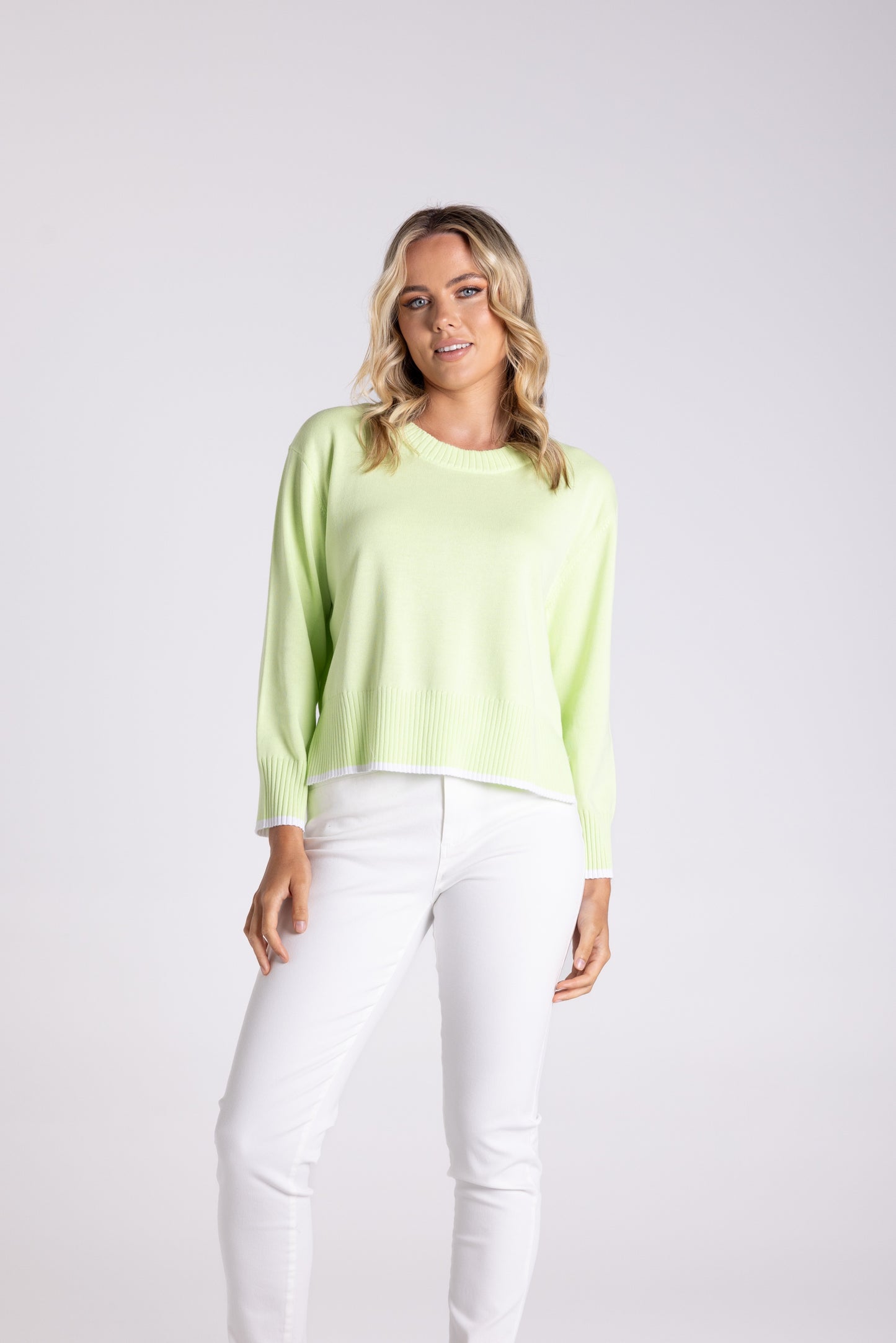 Boxy Knit W/Tipping - Lime