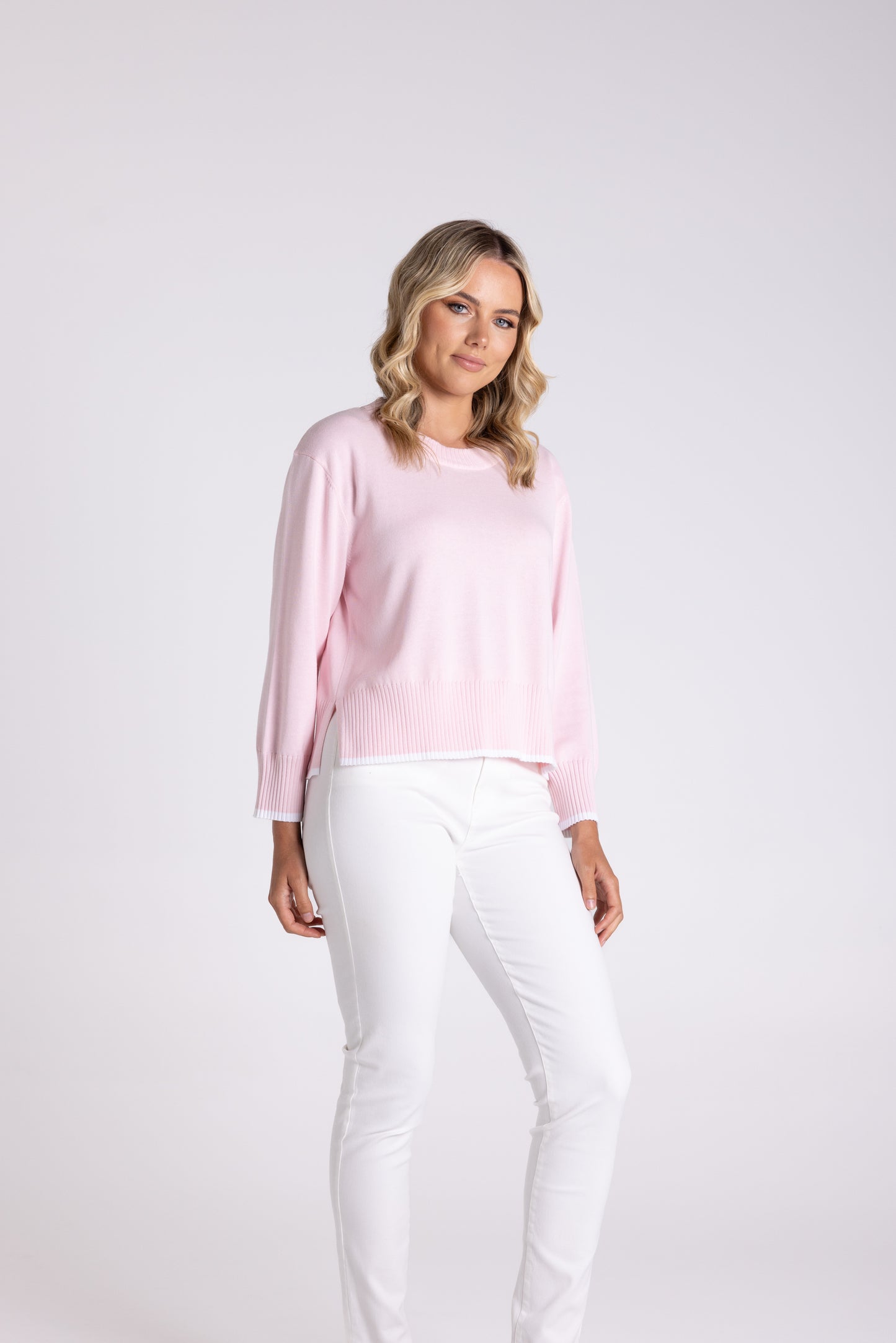Boxy Knit W/Tipping - Pink