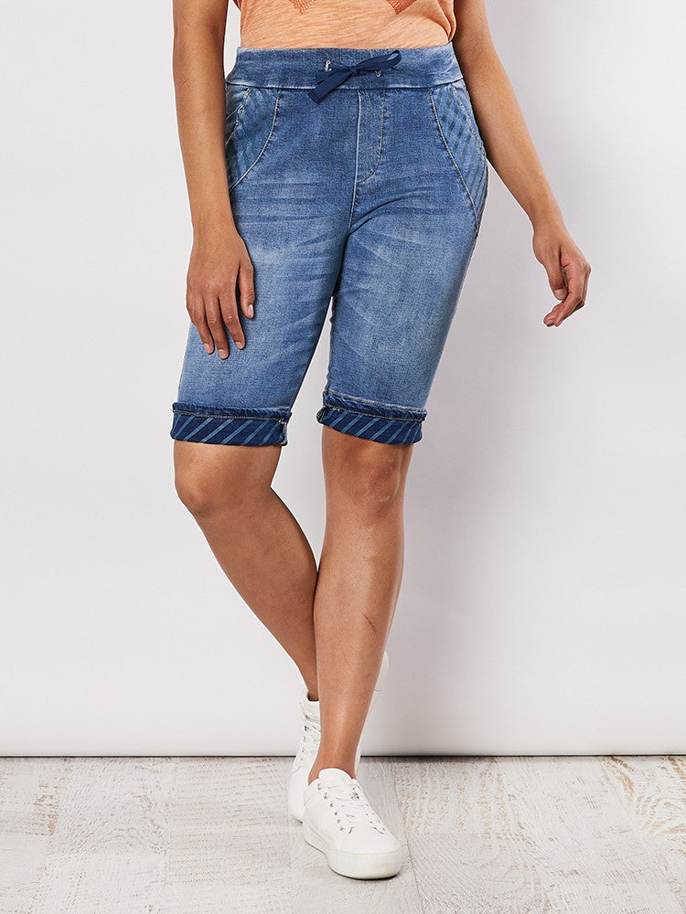 Stretch Jogger Shorts - Denim