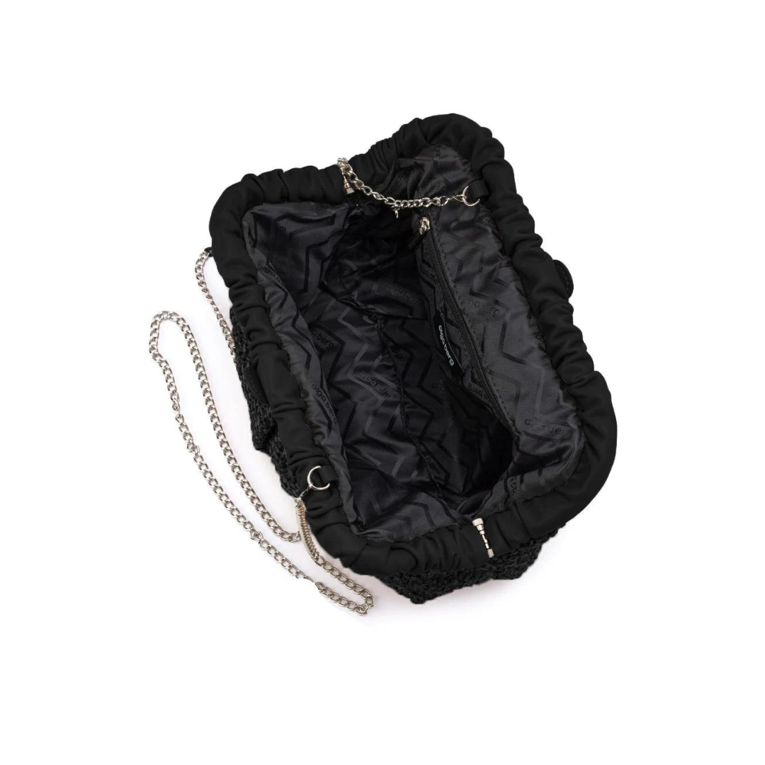Amalia Pleated Woven Clutch - Black