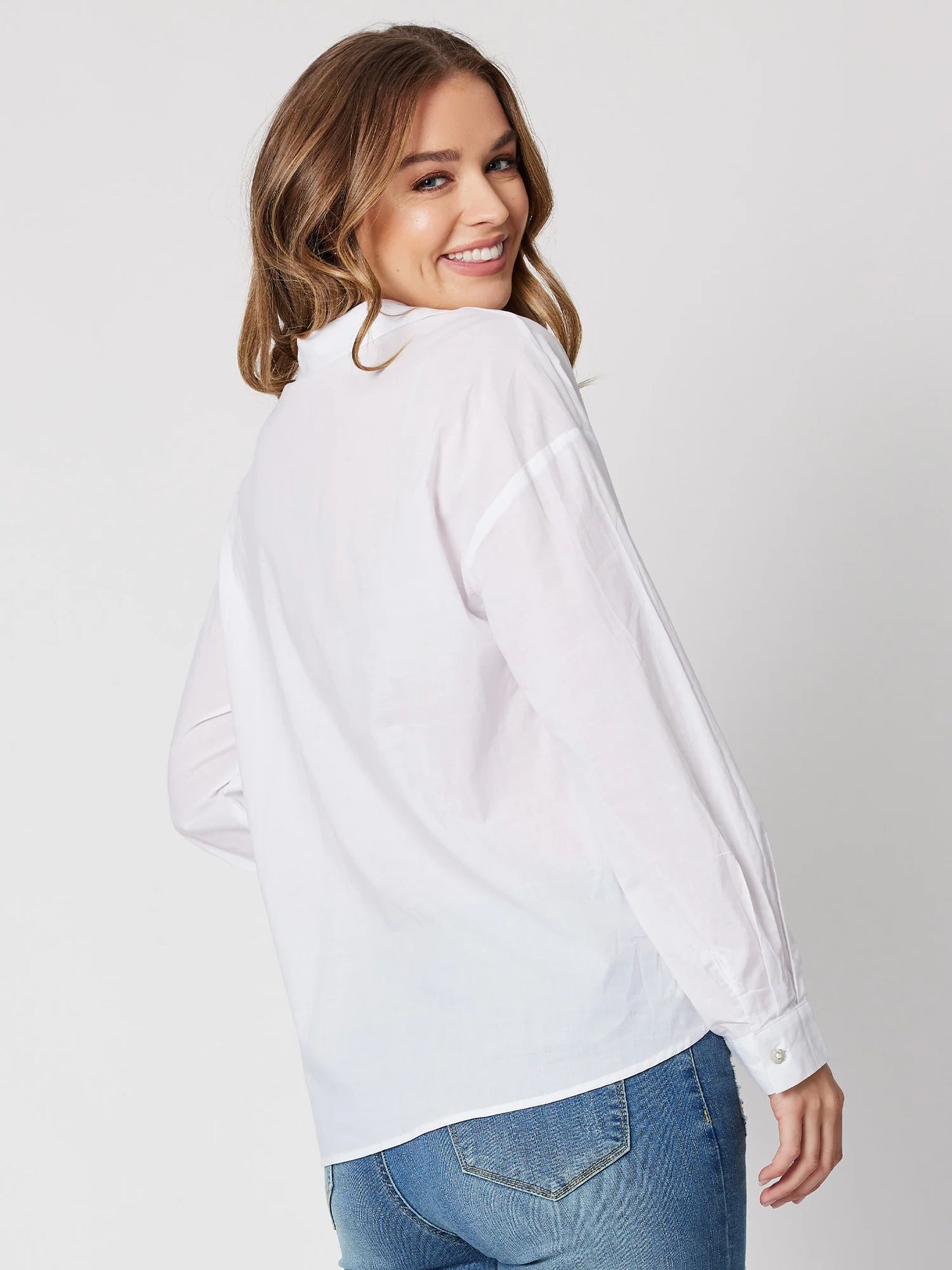 Tie Front Poplin Shirt - White