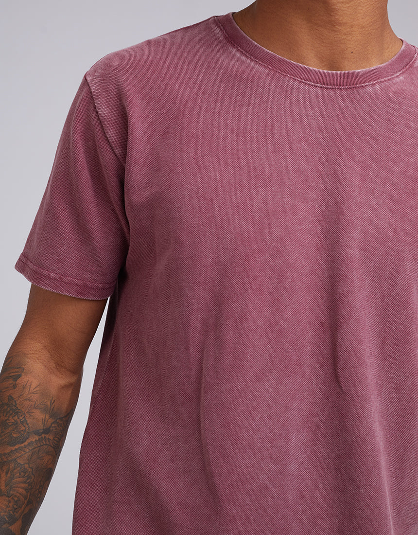 Acid Pique Tee - Burgundy