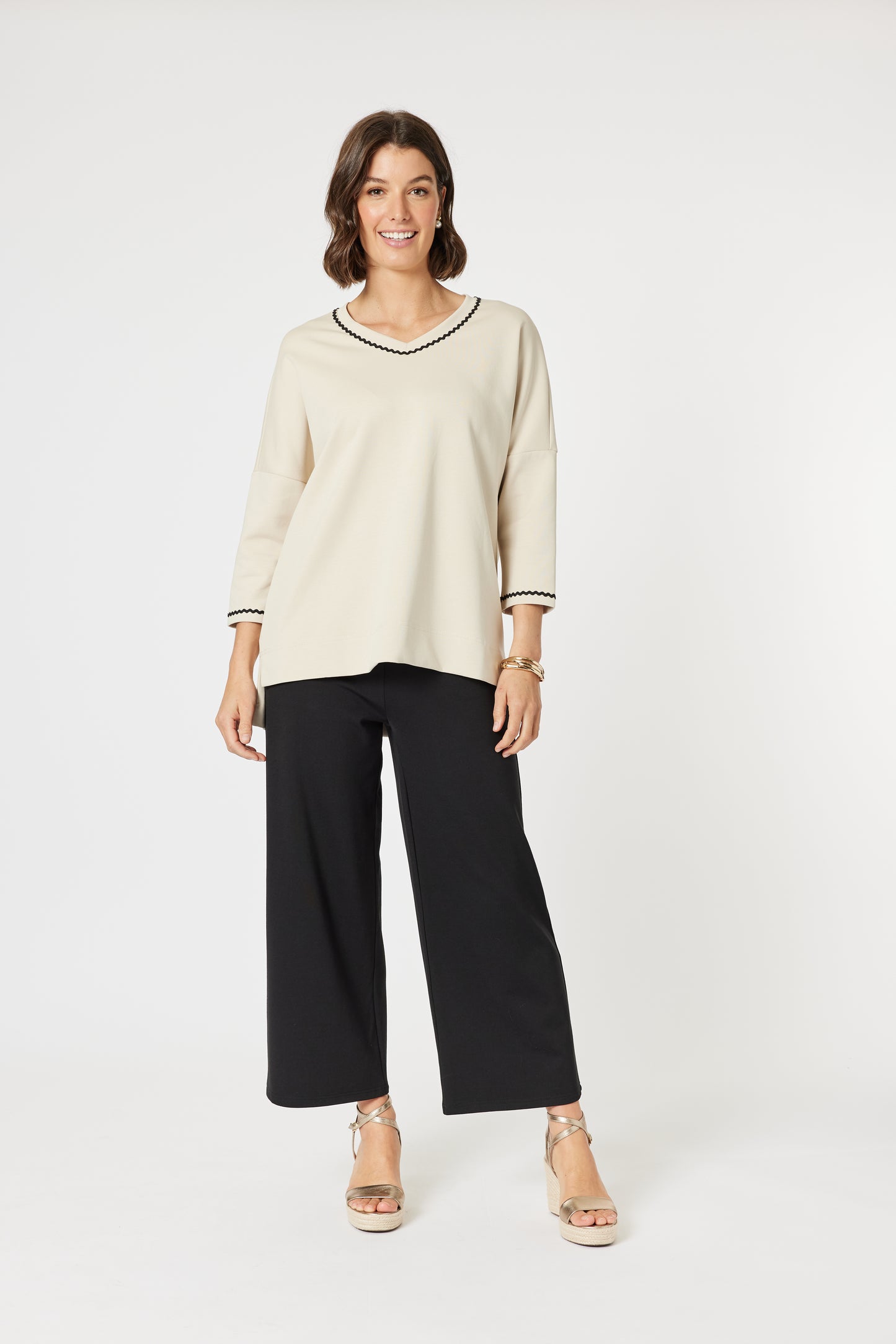 Kimmy Ponti Wide Leg Pants - Black