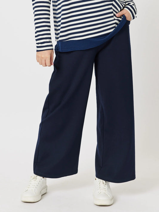 Kimmy Wide Leg Ponti Pants - Navy