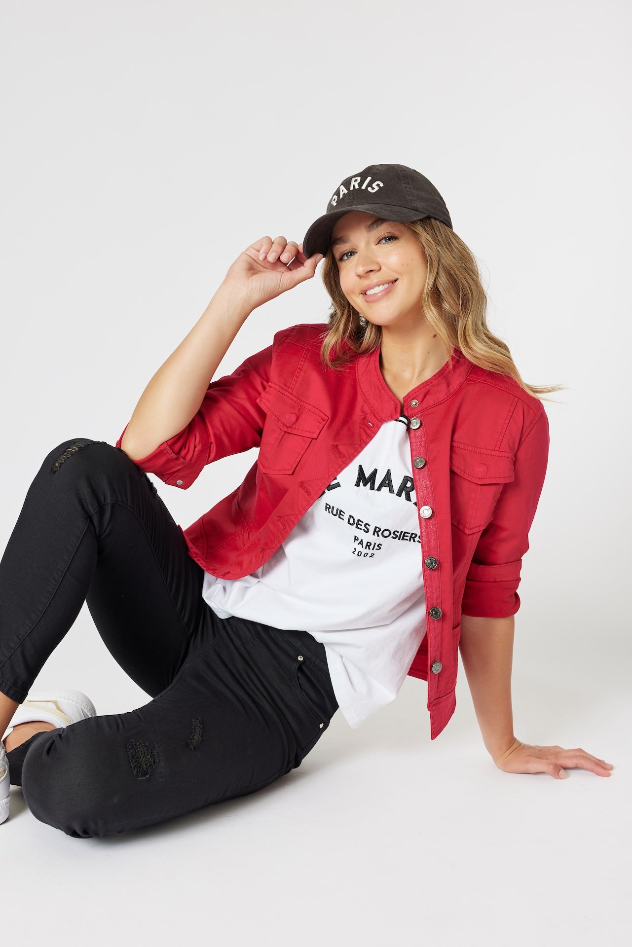 Maggie Denim Jacket - Red