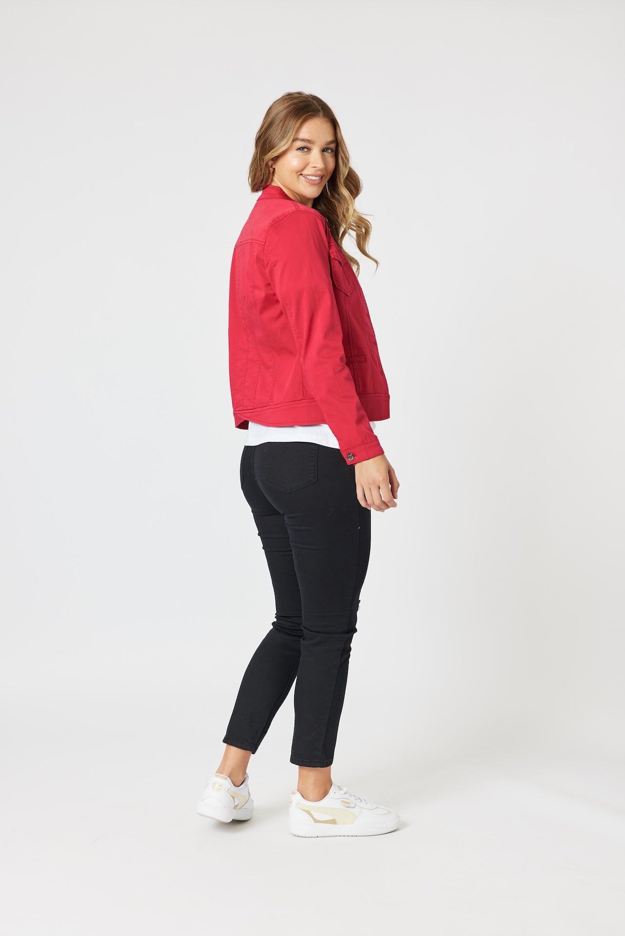 Maggie Denim Jacket - Red