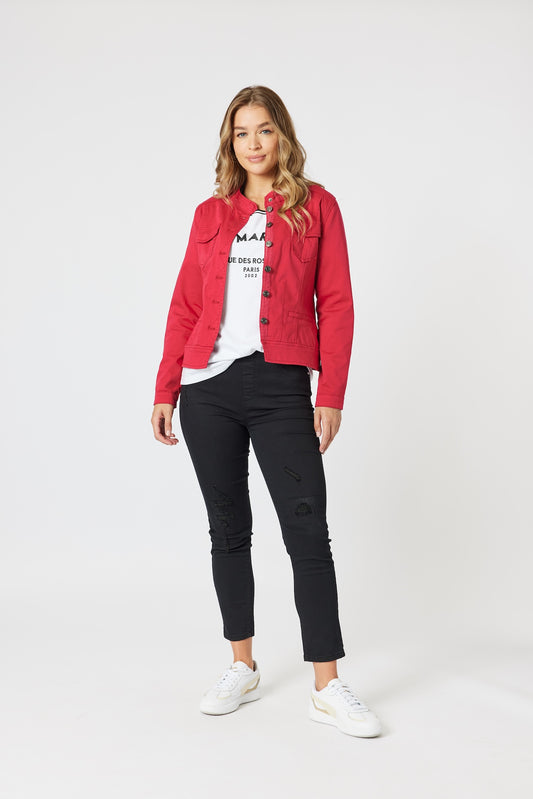 Maggie Denim Jacket - Red