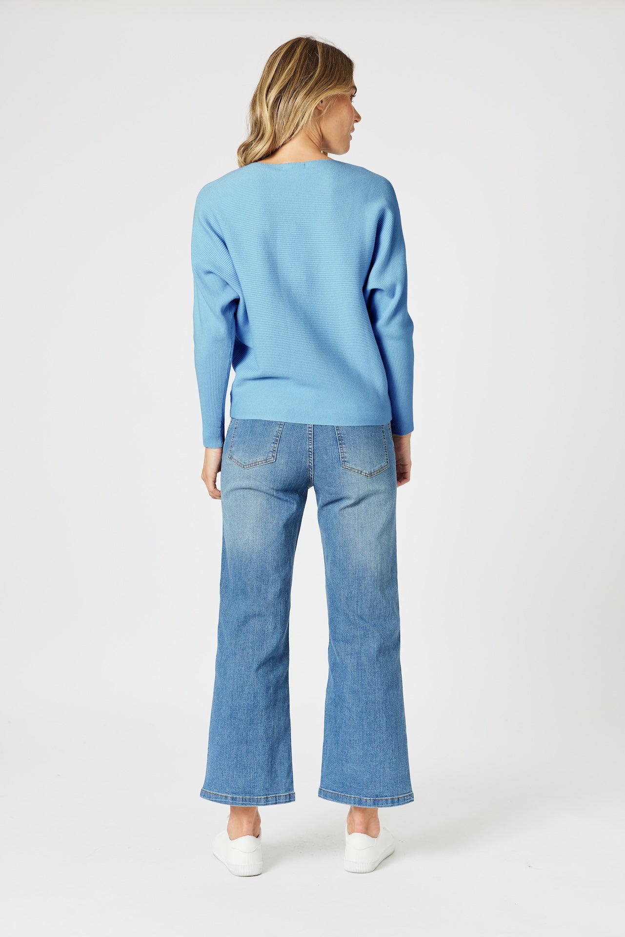 Carmen Batwing Knit - Pacific Blue