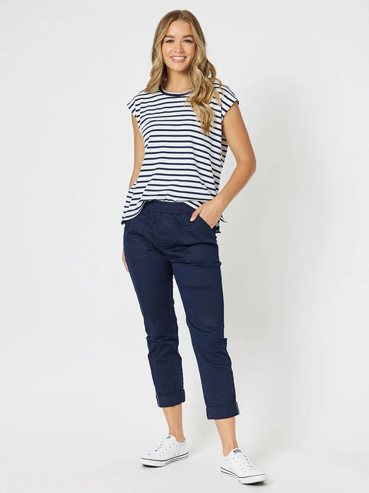 Isabella Cotton Pant - Navy