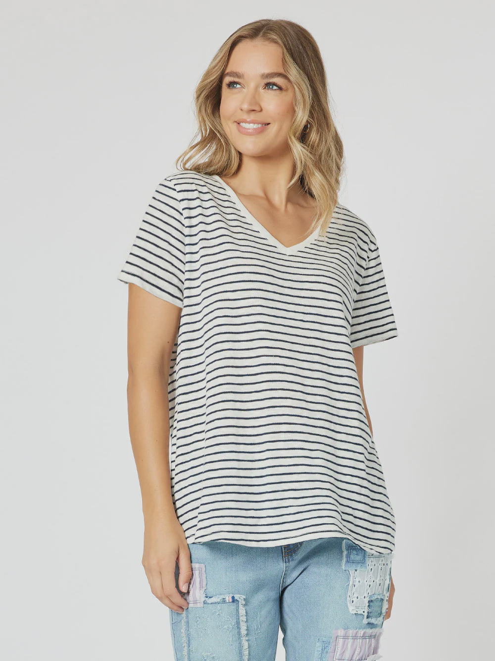 Scout Stripe Tee - Marine/White