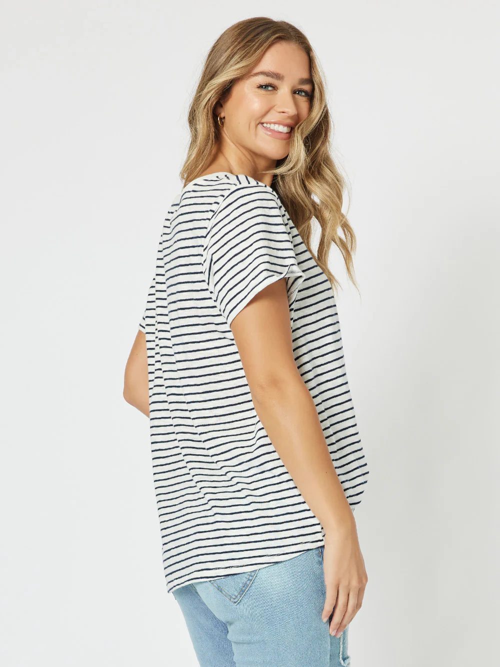 Scout Stripe Tee - Marine/White