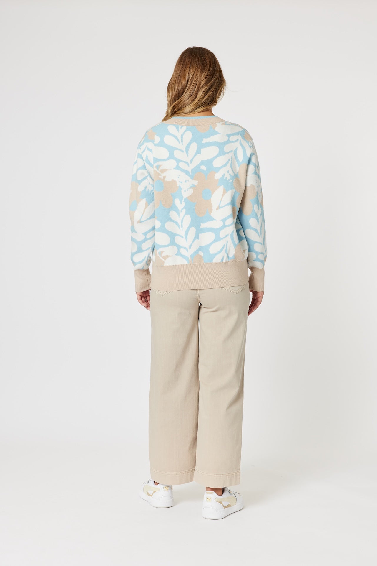 Pasadena Floral Knit - Blue/Natural
