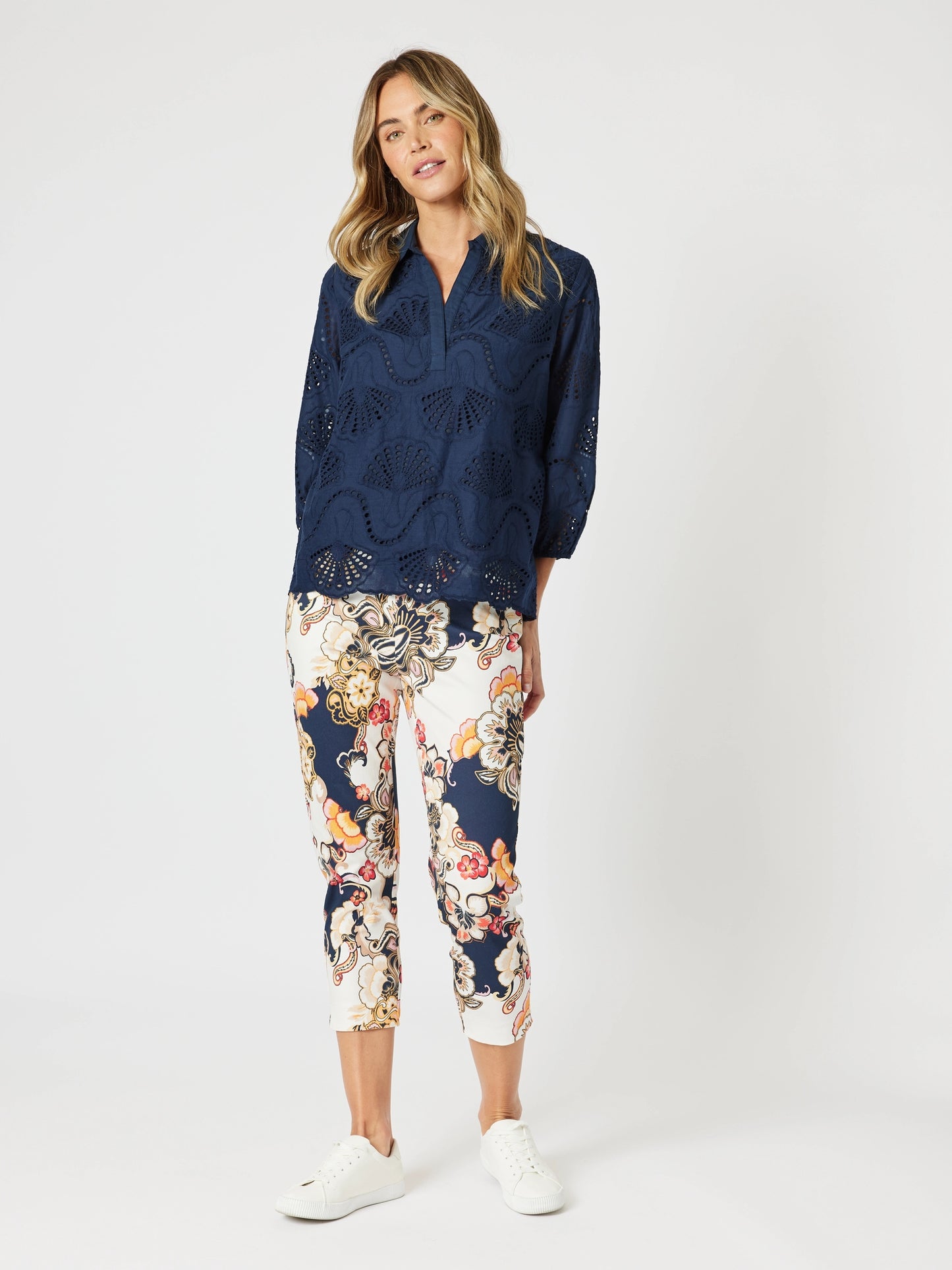 Shelly Lace Top - Navy