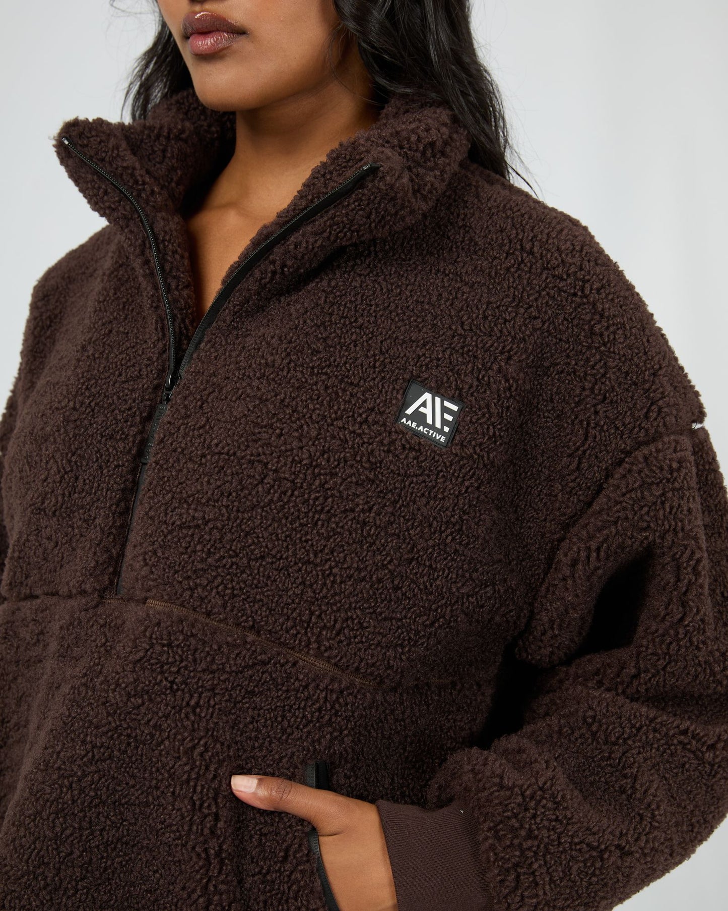 Amara Quarter Zip Teddy - Brown