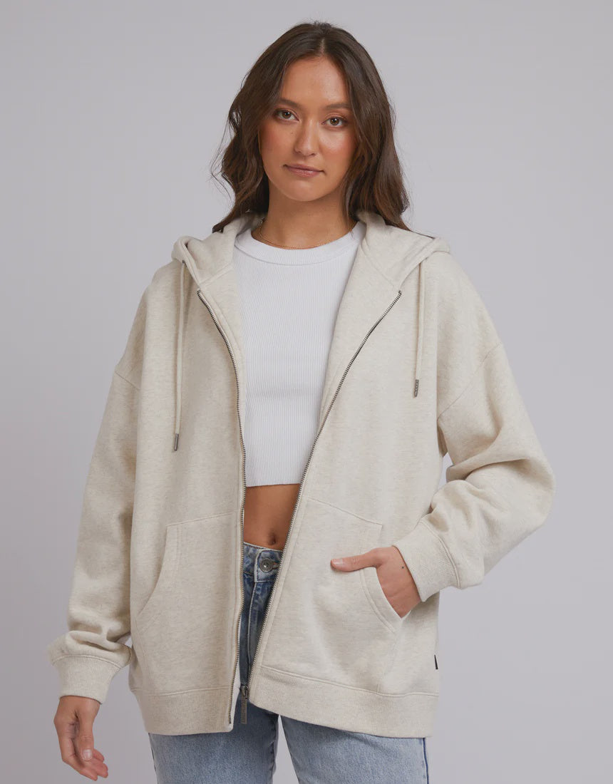 Oversized Zip Thru Hoody - Oatmeal