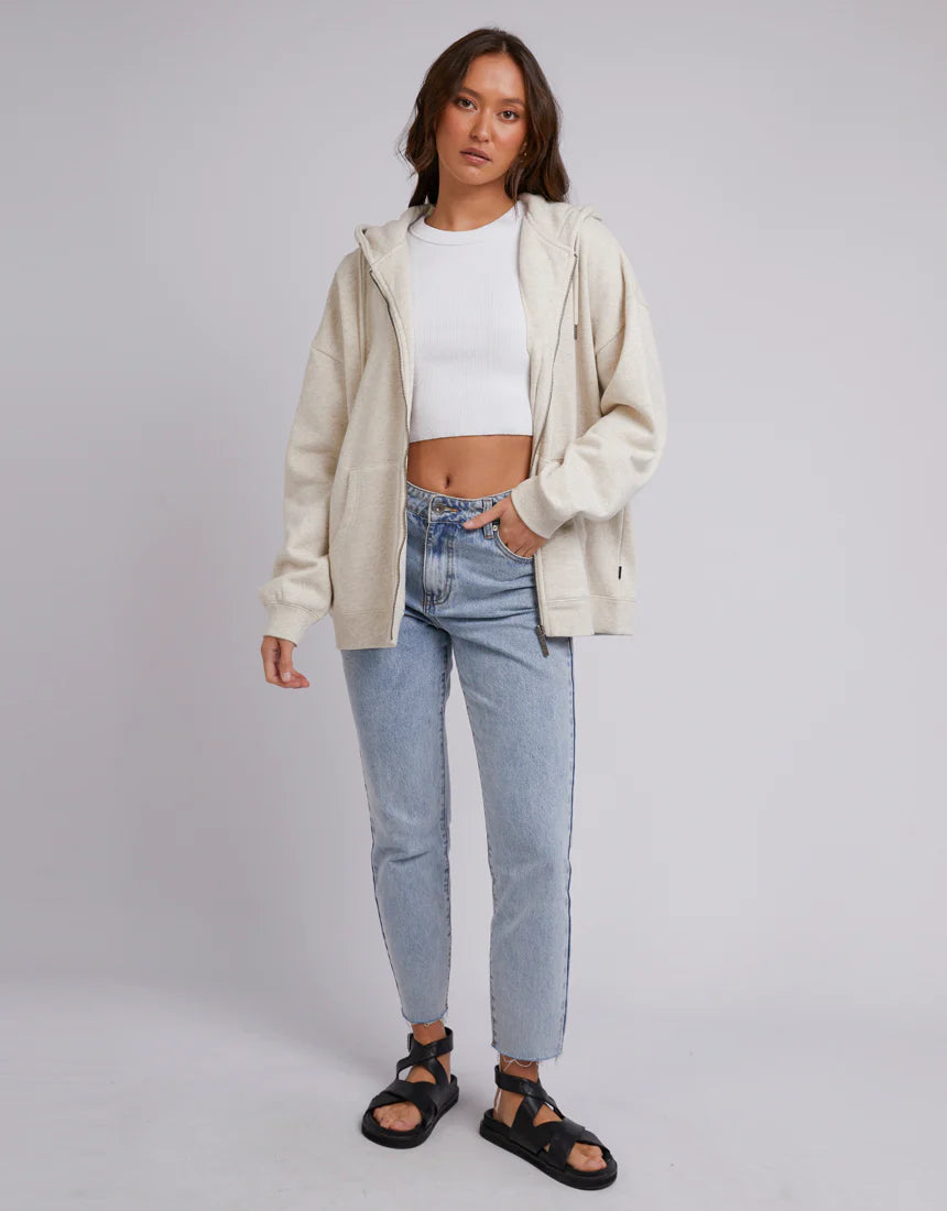 Oversized Zip Thru Hoody - Oatmeal