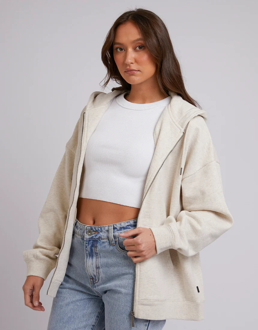 Oversized Zip Thru Hoody - Oatmeal