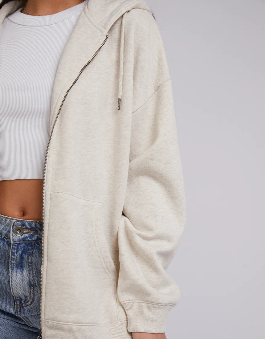 Oversized Zip Thru Hoody - Oatmeal
