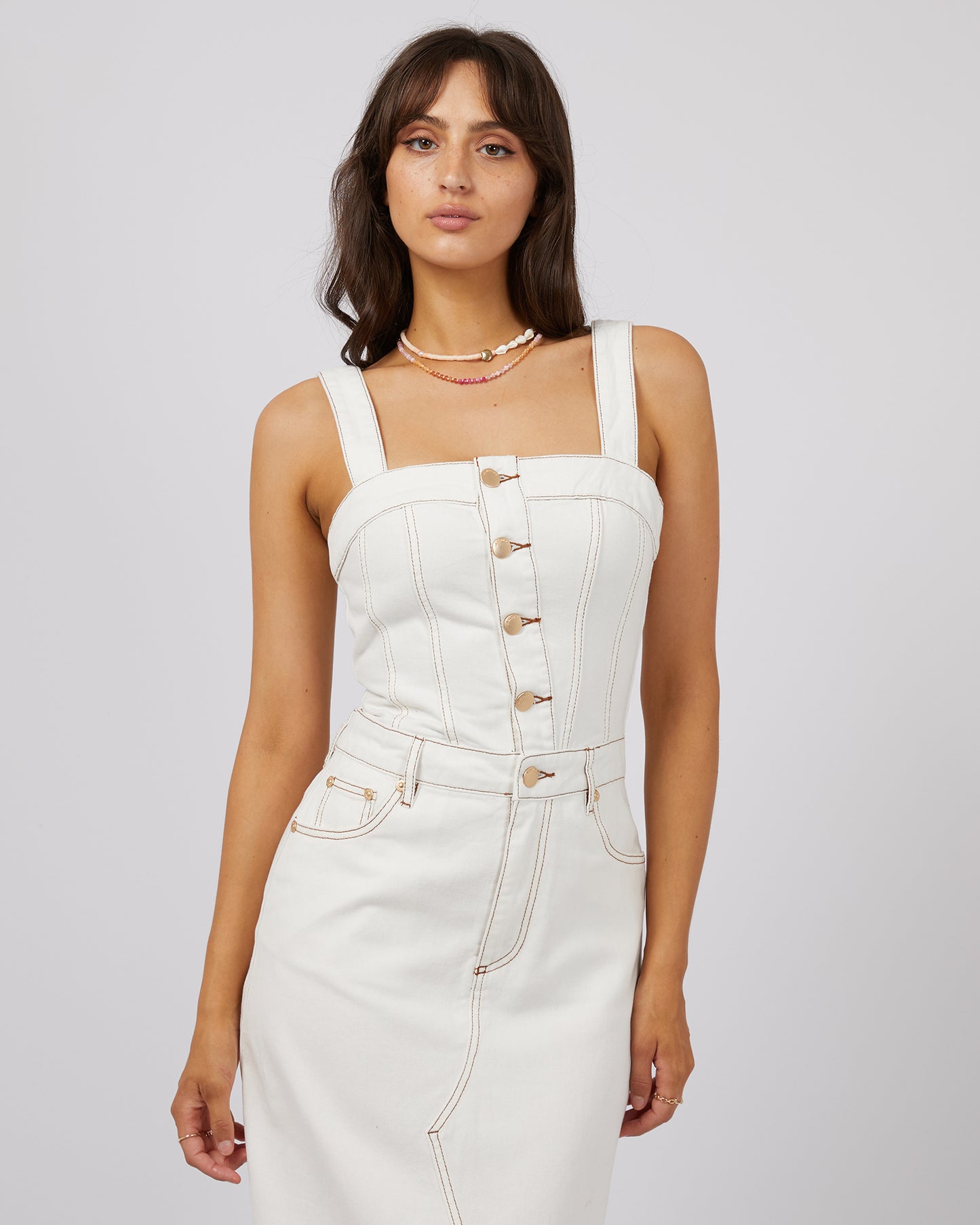 Coco Denim Midi Dress - Vintage White