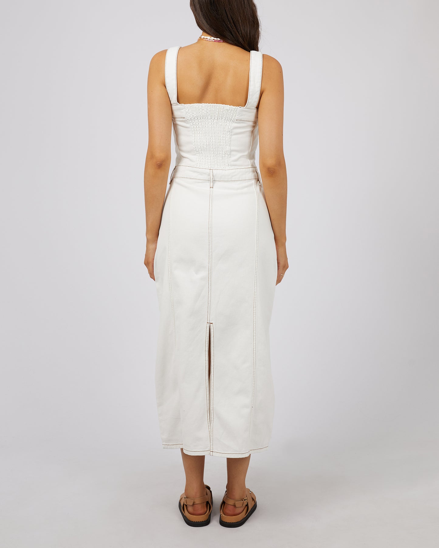 Coco Denim Midi Dress - Vintage White