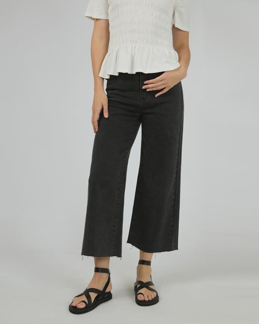 Charlie High Rise Wide Leg  - Washed Black