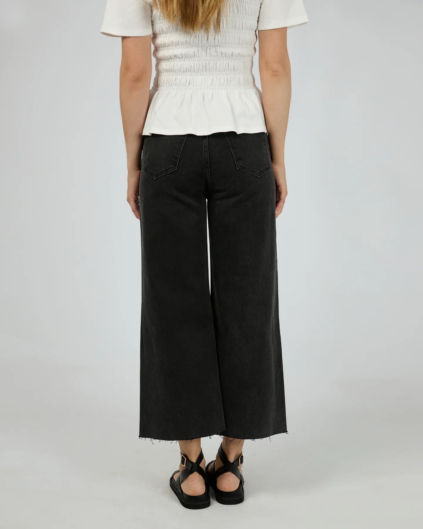 Charlie High Rise Wide Leg - Washed Black