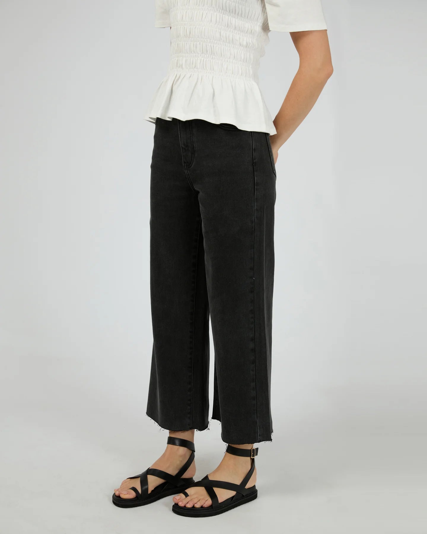 Charlie High Rise Wide Leg - Washed Black