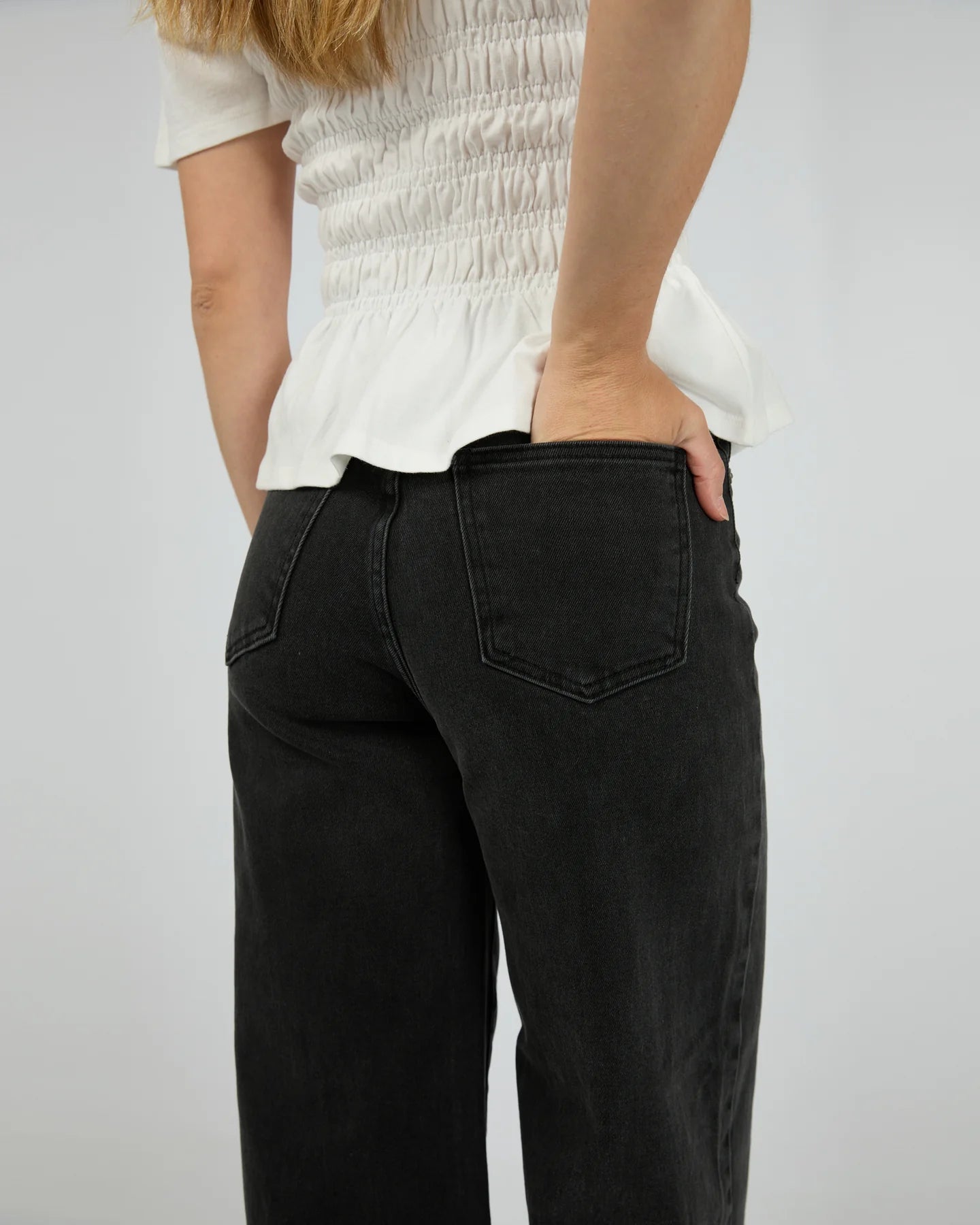 Charlie High Rise Wide Leg - Washed Black