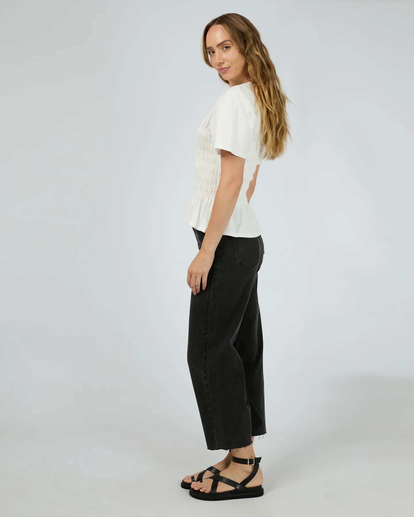 Charlie High Rise Wide Leg - Washed Black