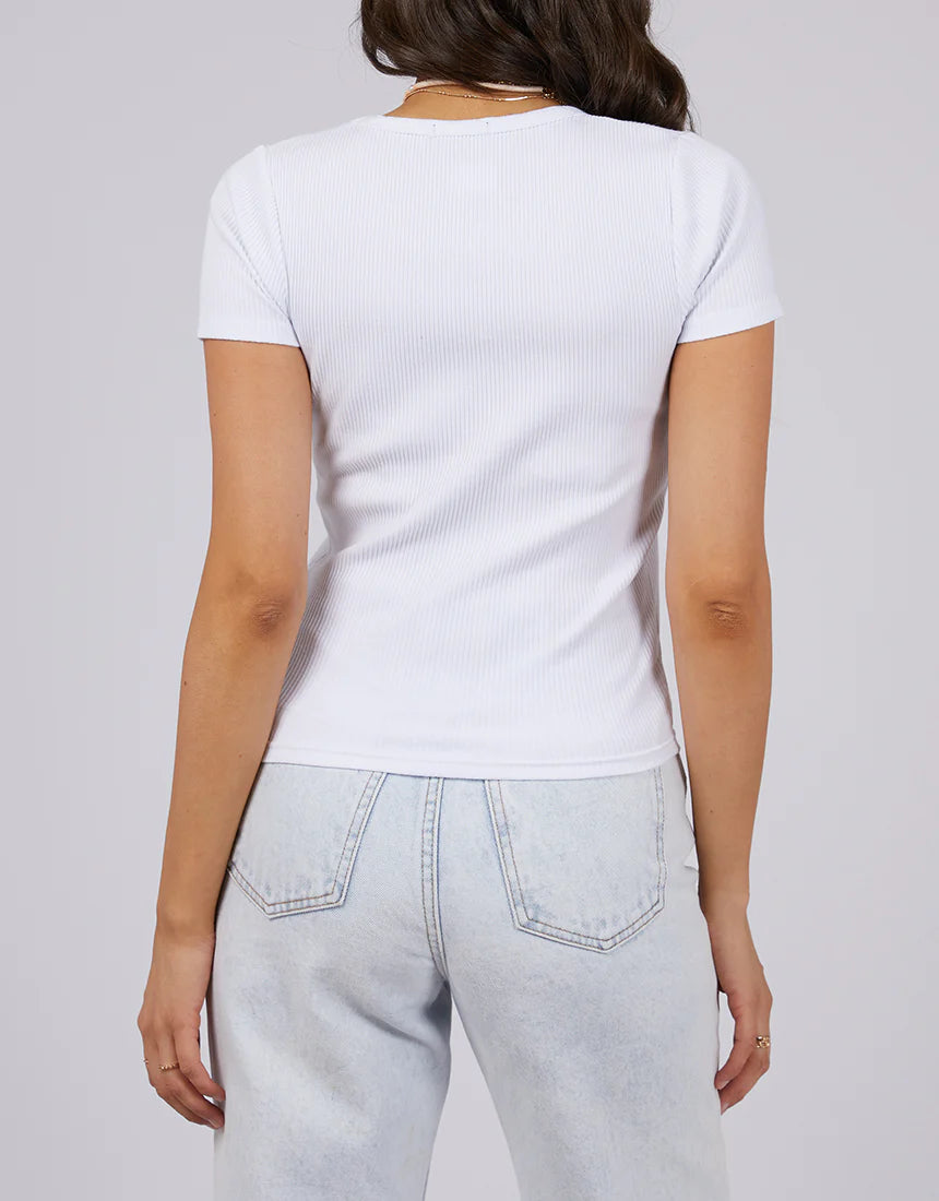 Eve Rib V Neck Tee - White