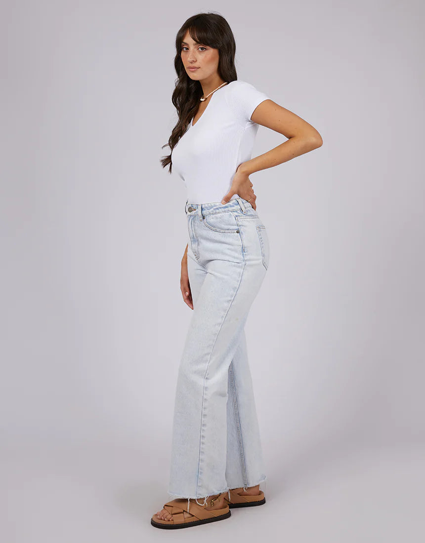 Eve Rib V Neck Tee - White