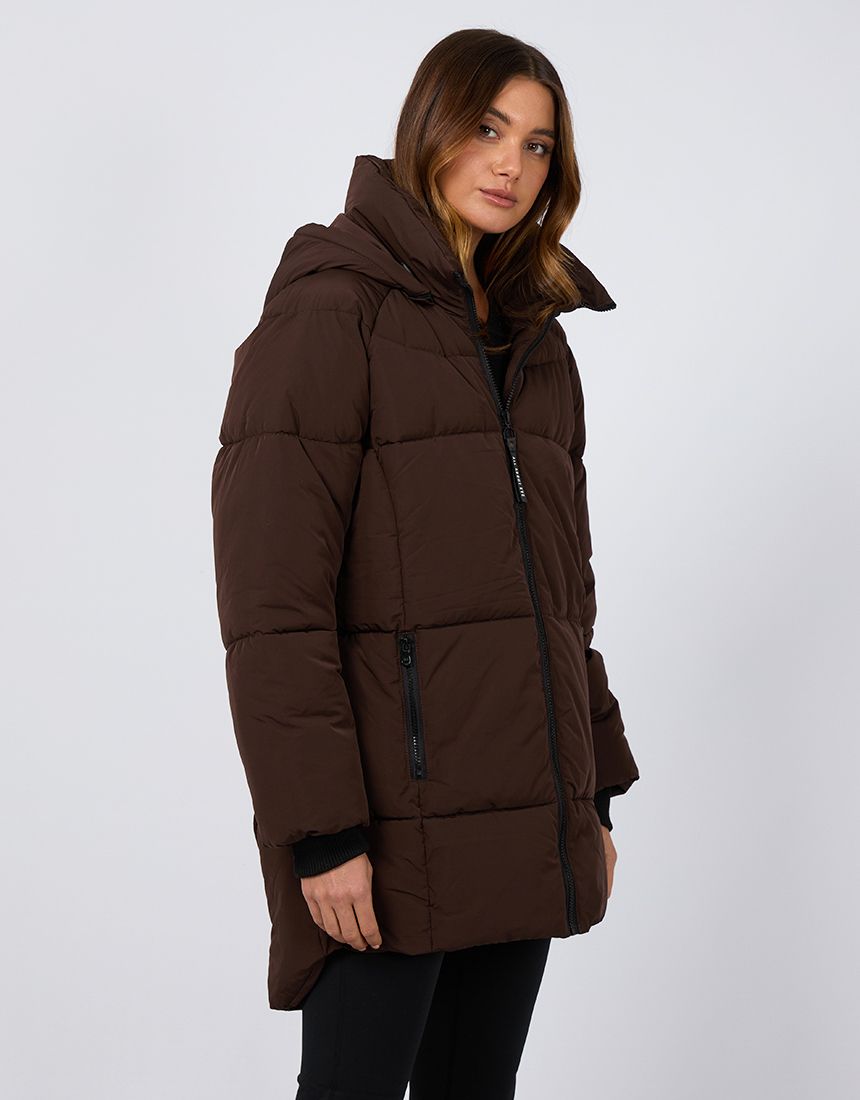Remi Luxe Midi Puffer - Brown