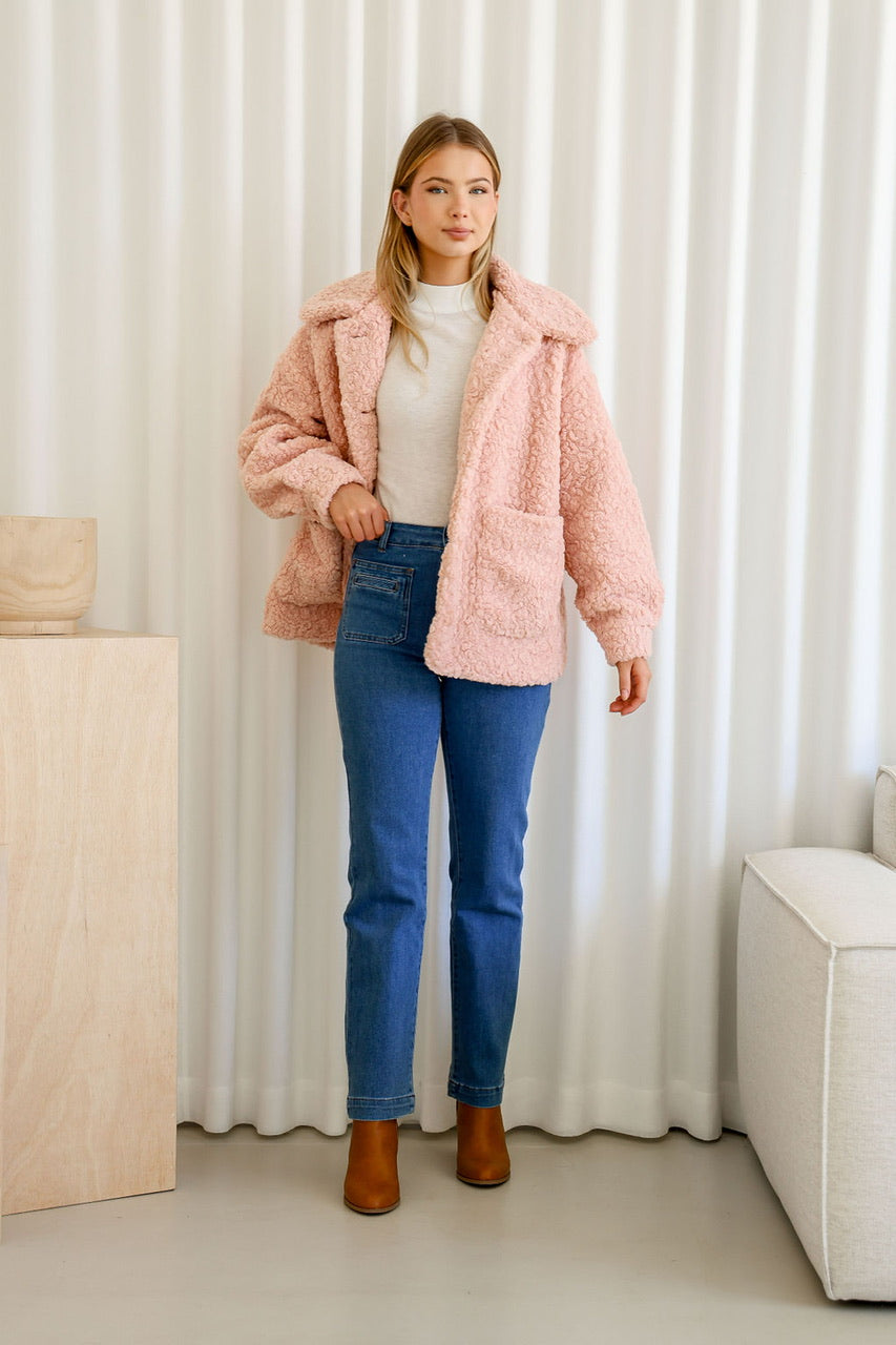 Teddy Boucle Jacket - Blush