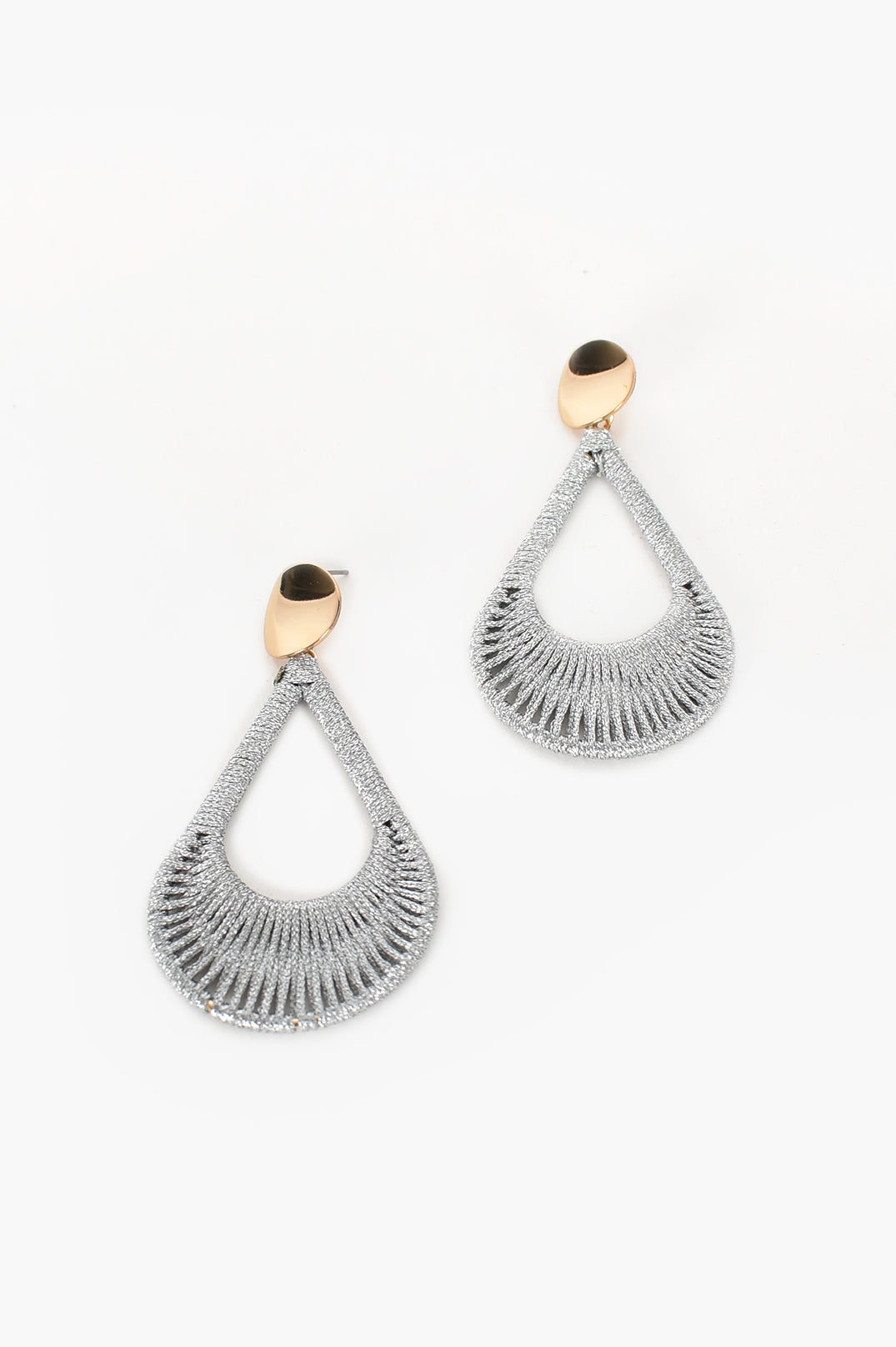 Metallic Thread Teardrop Earrings