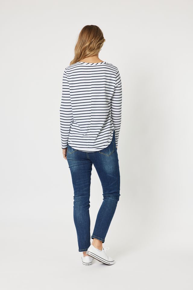 Annie Star Stripe Tee - Navy/White