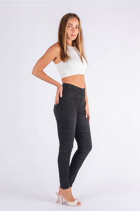 Rib Panel Jean - Black