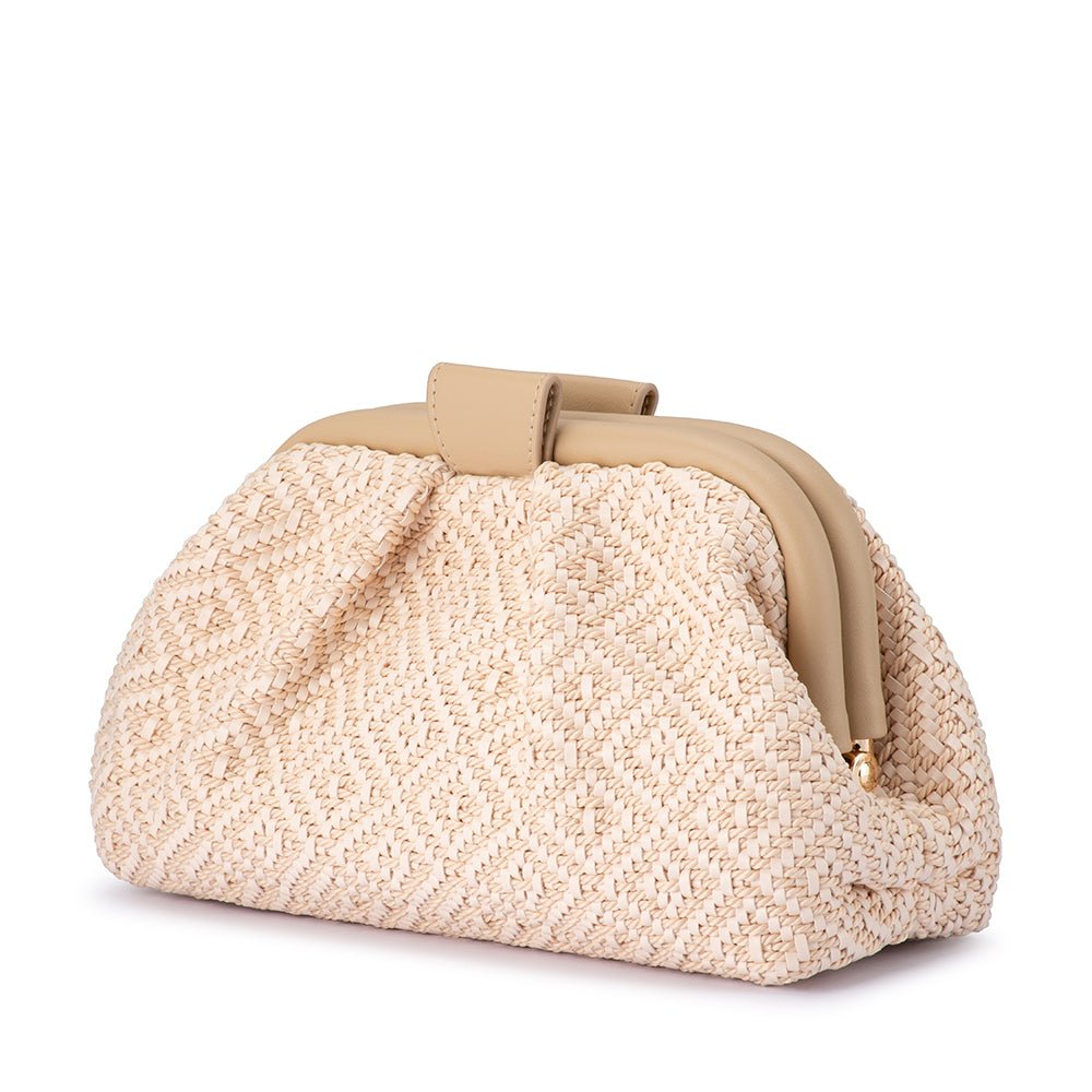 Minki Gathered Woven Clutch