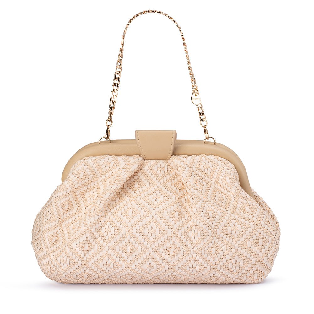 Minki Gathered Woven Clutch