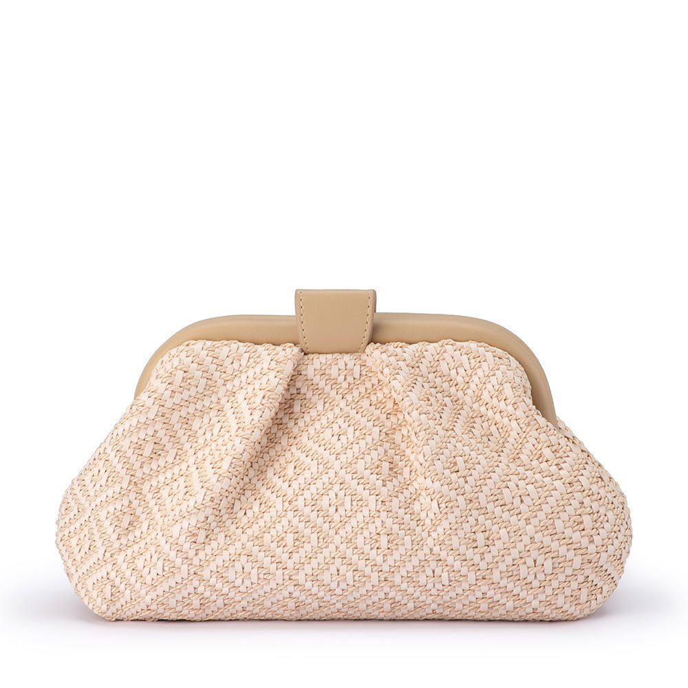Minki Gathered Woven Clutch