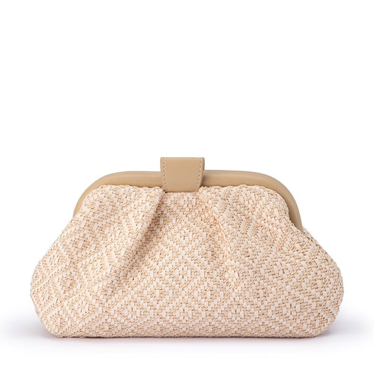 Minki Gathered Woven Clutch