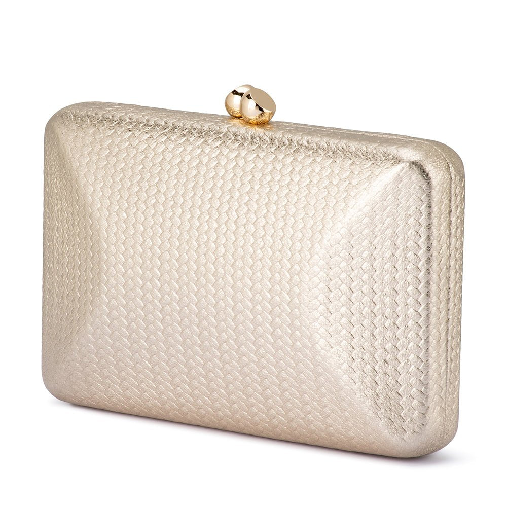 Tamar Metallic Clutch - Gold