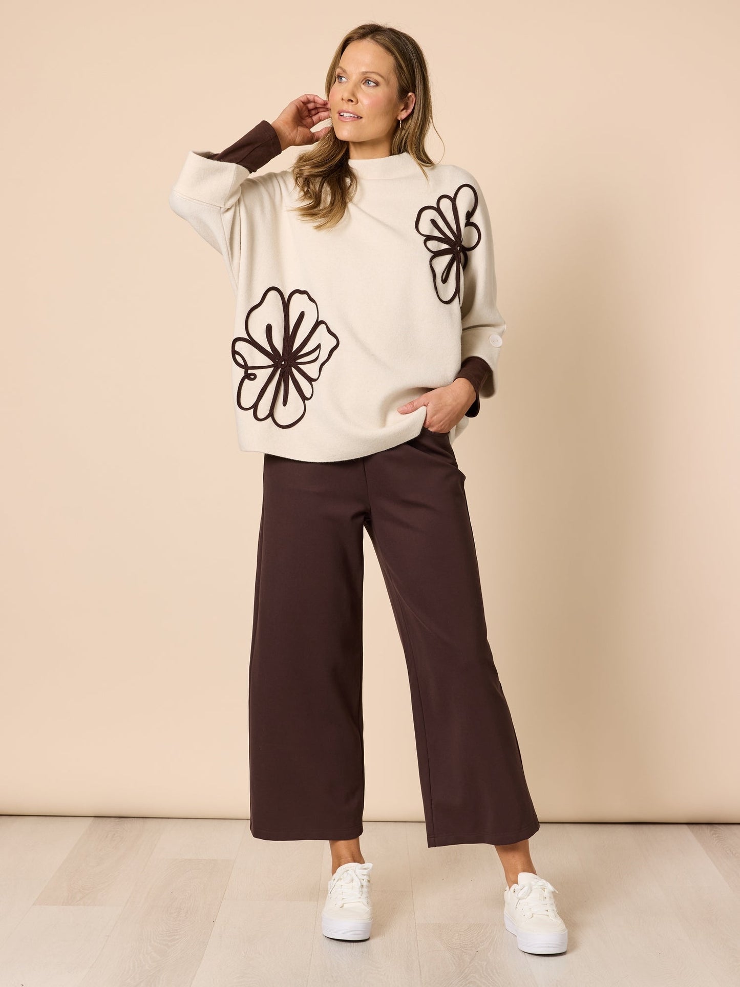Kimmy Ponti Wide Leg Pants - Coffee