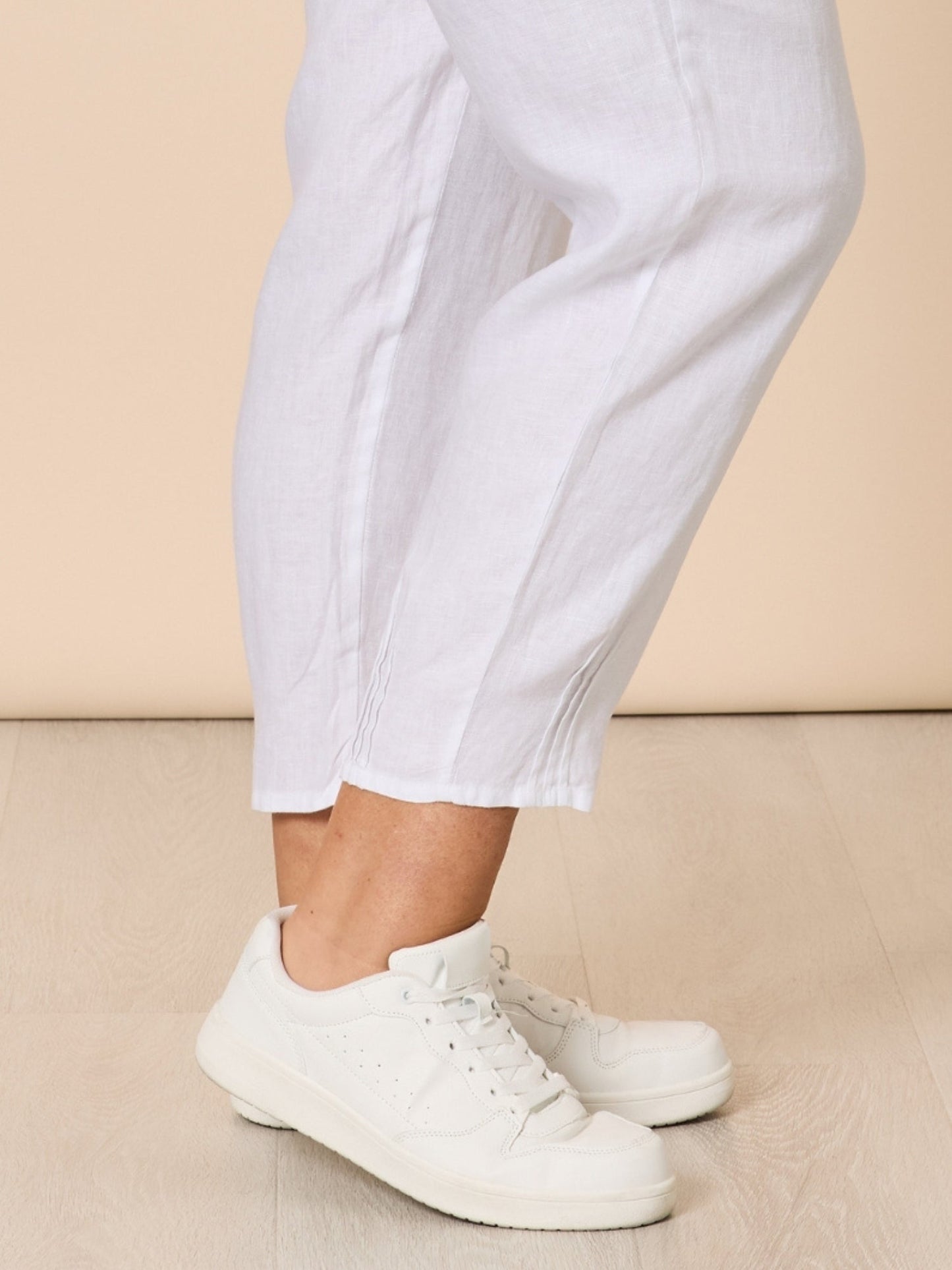 Jersey Waist Linen Pant - White