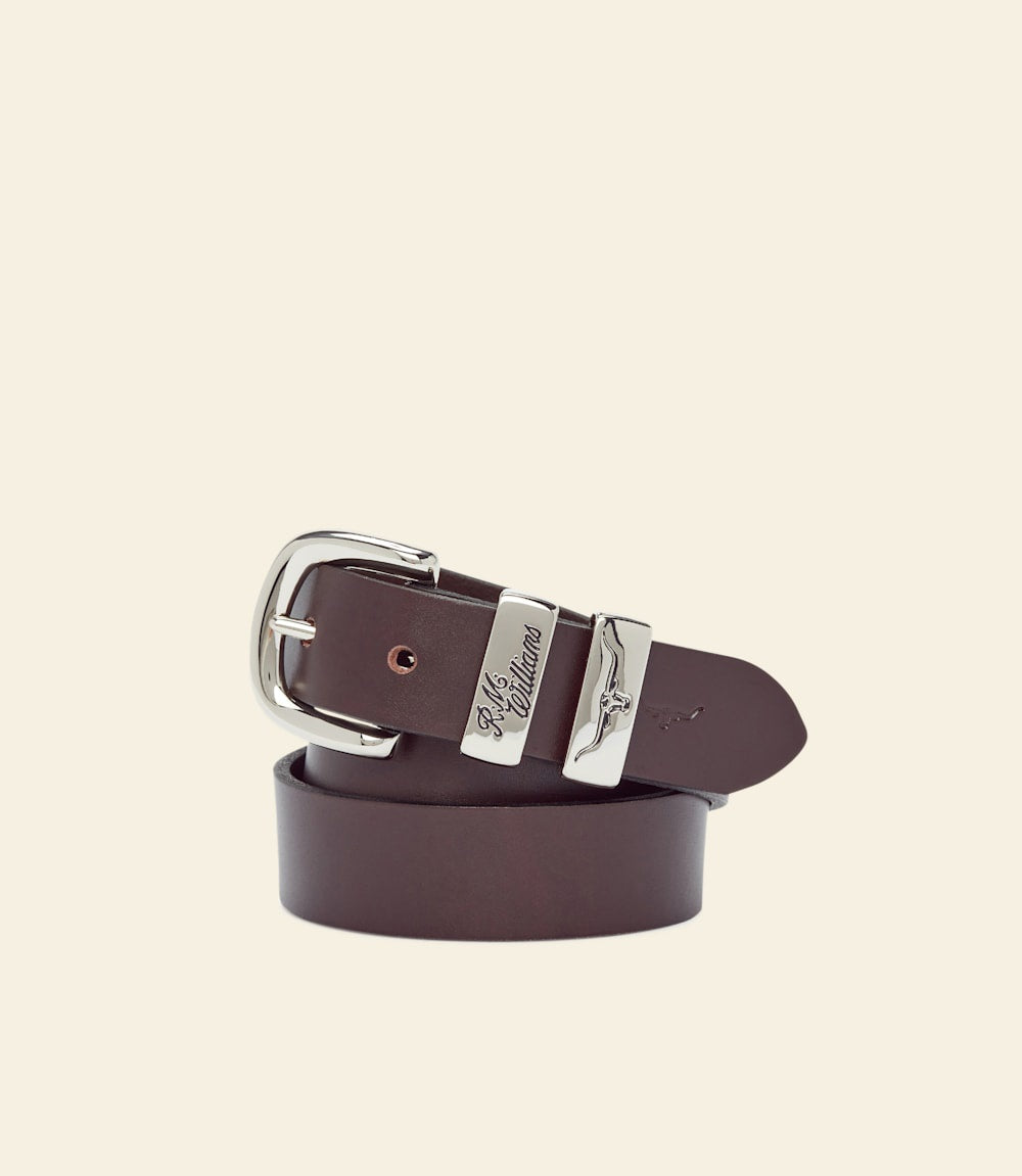 Slim Drover, Silver Buckle - Chestnut
