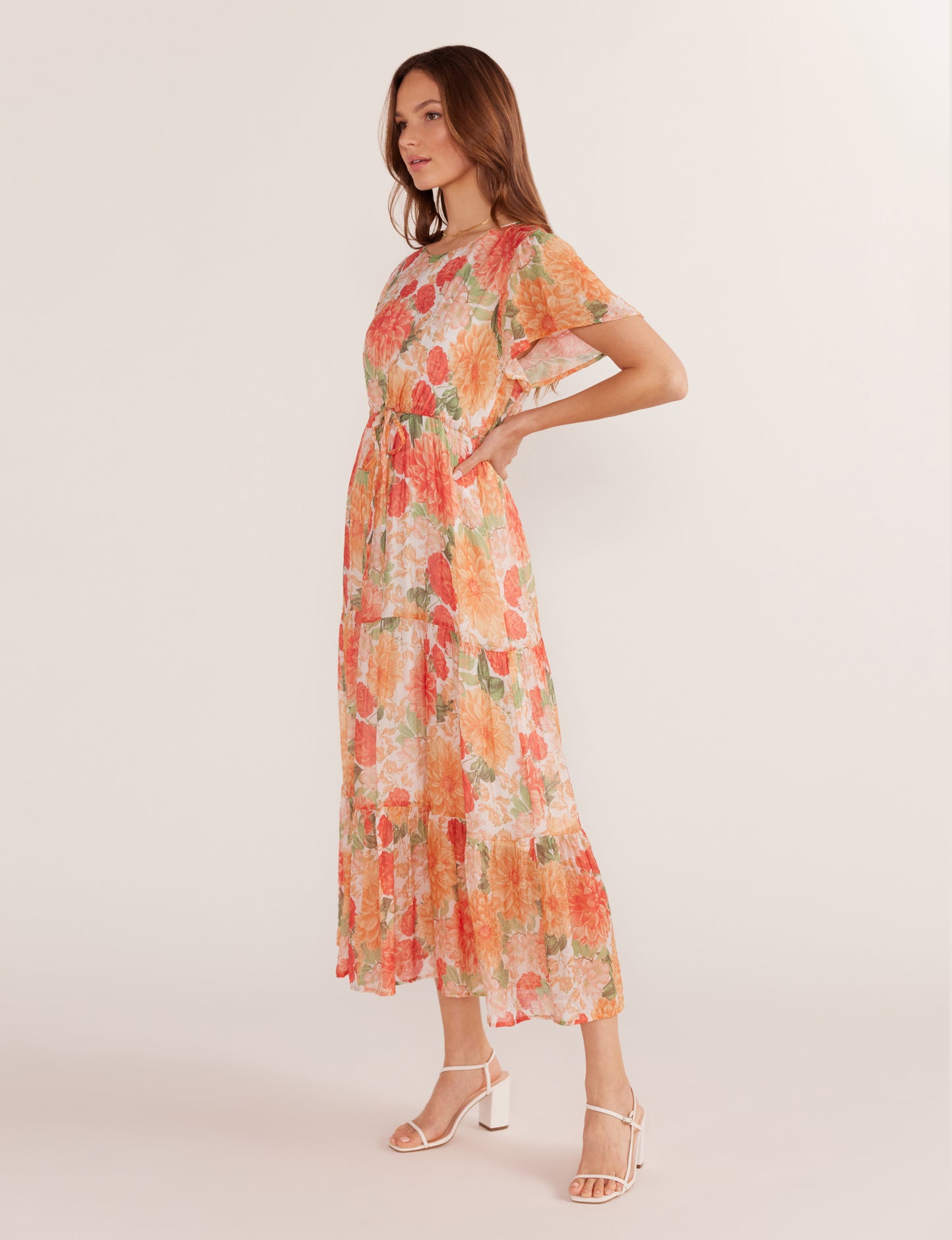 Aida Flutter Sleeve Midi Dress
