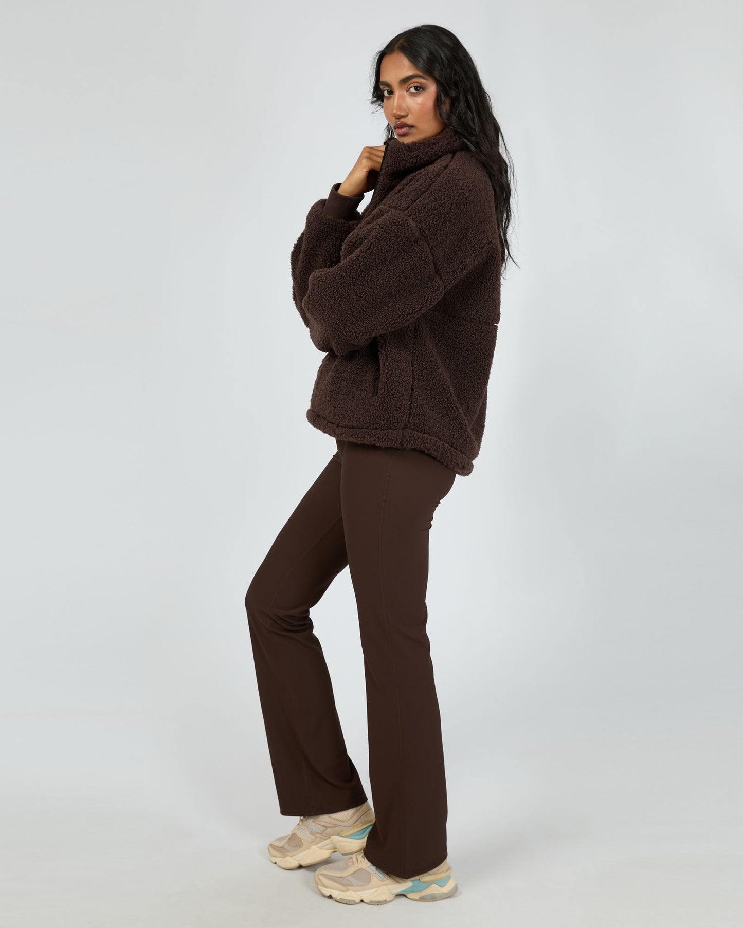 Amara Quarter Zip Teddy - Brown